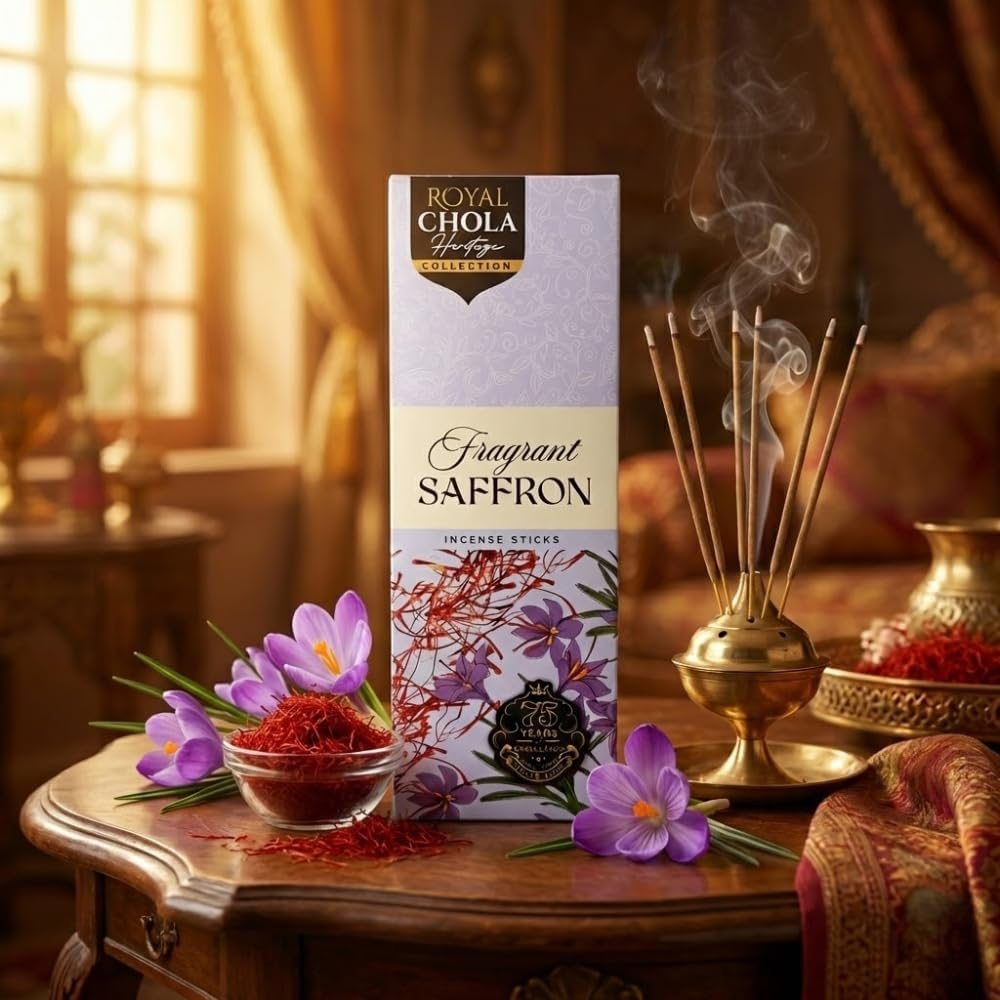 Fragrant Saffron incense sticks by Royal Chola